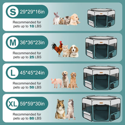 Dog Playpen, Portable Pet Play Pen for Cat, Puppies, Rabbits, Chickens, Foldable Large-Capacity Pet