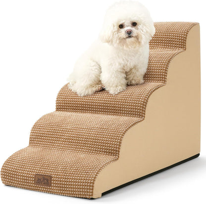 Dog Stairs for High Bed 22.6" H, Small Dog Step for Puppy, Older or Cat, Curved Ramp for Car