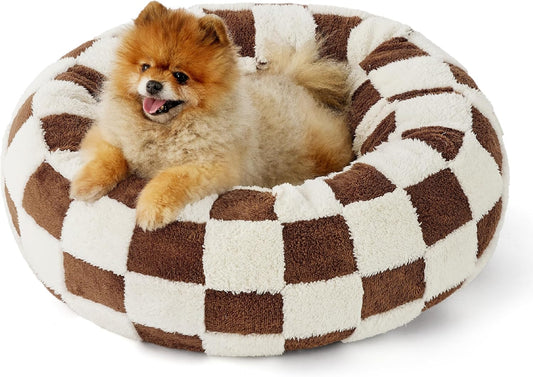 LE SURE Donut Small Dog Bed - Round Cat Beds for Indoor Cats Anti-Anxiety Calming Pet Beds