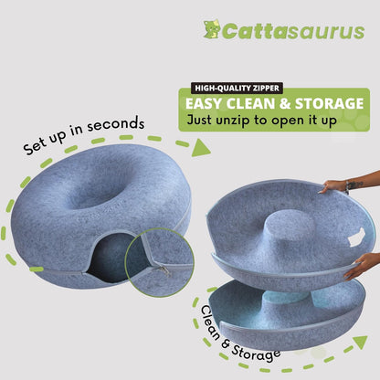 CATTASAURUS Peekaboo Cat Cave for Multiple & Large Cats Up to 30-45 Lbs, Scratch Detachable &