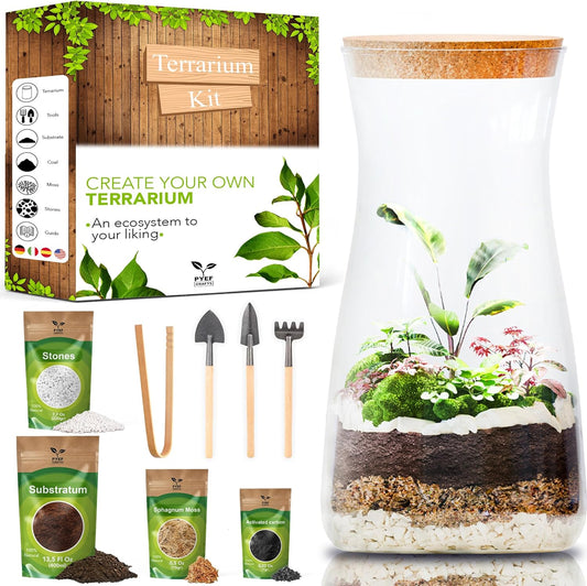 DIY Terrarium Kit for Adults – Build Your Own Self‑Sustaining Closed Ecosystem – 34 fl oz (1‑Liter)