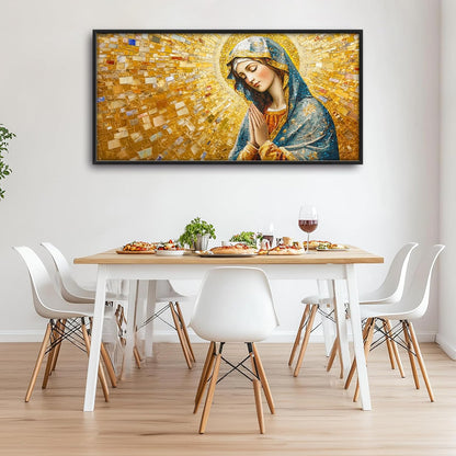 Extra Large Virgin Mary Framed Wall Art for Living Room,Oversized Golden Christian Religious