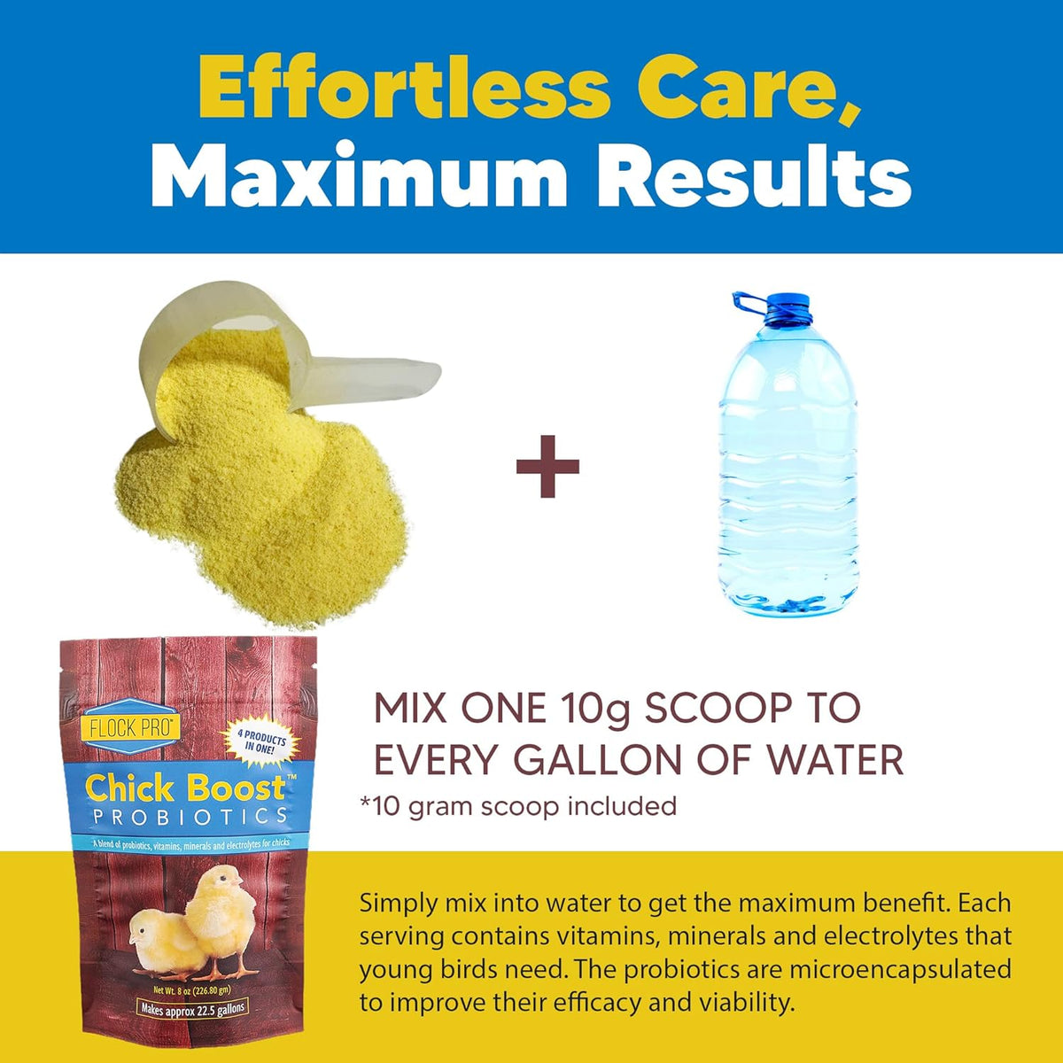 Equerry's Flock PRO Chick Boost Probiotic - Probiotics, Vitamins, Minerals and Electrolytes for