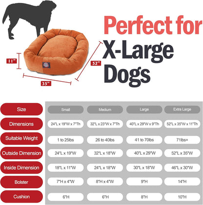 Majestic Pet 52 Inch Micro Velvet Calming Dog Bed Washable 52x35x11 (inch) – Cozy Soft Round Donut