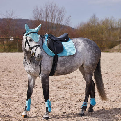HORZE Adepto Padded All Purpose Quilted Equestrian Saddle Pad for Horses with Two-Tone Trim