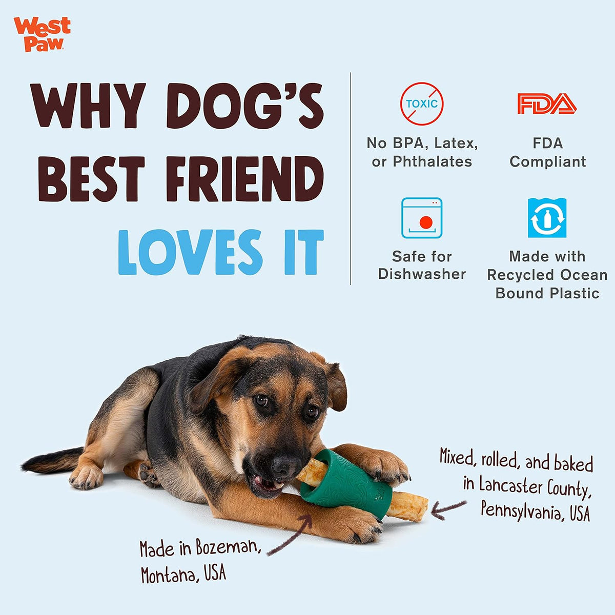 WEST PAW Funnl Dog Chew Toy - Interactive Treat Toys for Dogs - Toy Fillable with Earth Animal