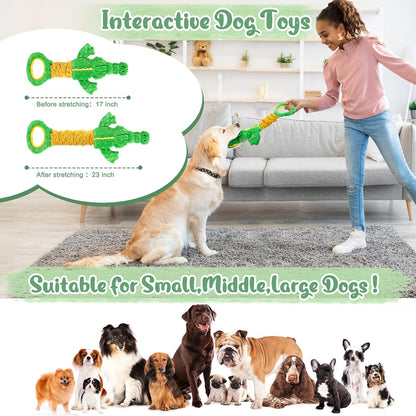 Large Dog Toys, Plush Squeaky Dog Toy with Crinkle Paper and Tug of War Handle, Interactive Puppy