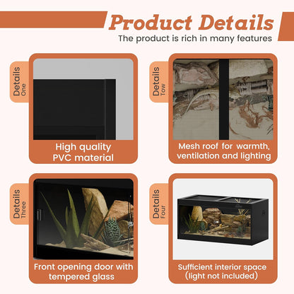 4x2x2 (120 Gallon) PVC Reptile Enclosure, RepWild Terrarium/Tank with Heavy-Duty Screen Top, Glass