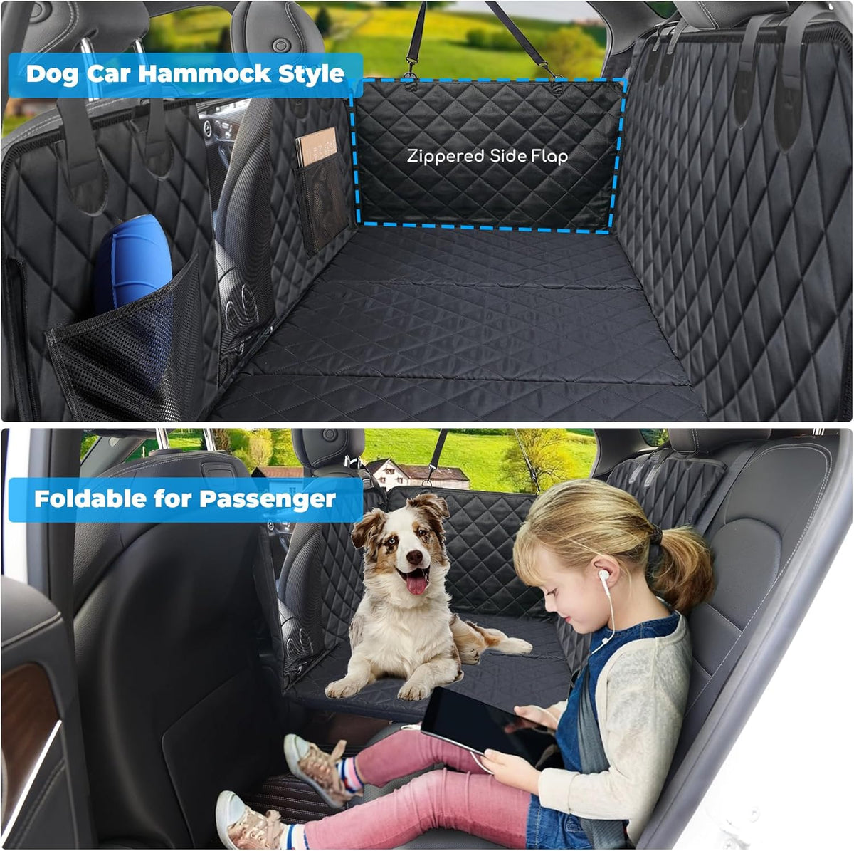 URPOWER Back Seat Extender for Dogs - Hard Bottom Dog Car Seat Cover Holds 420 lbs, Waterproof Dog