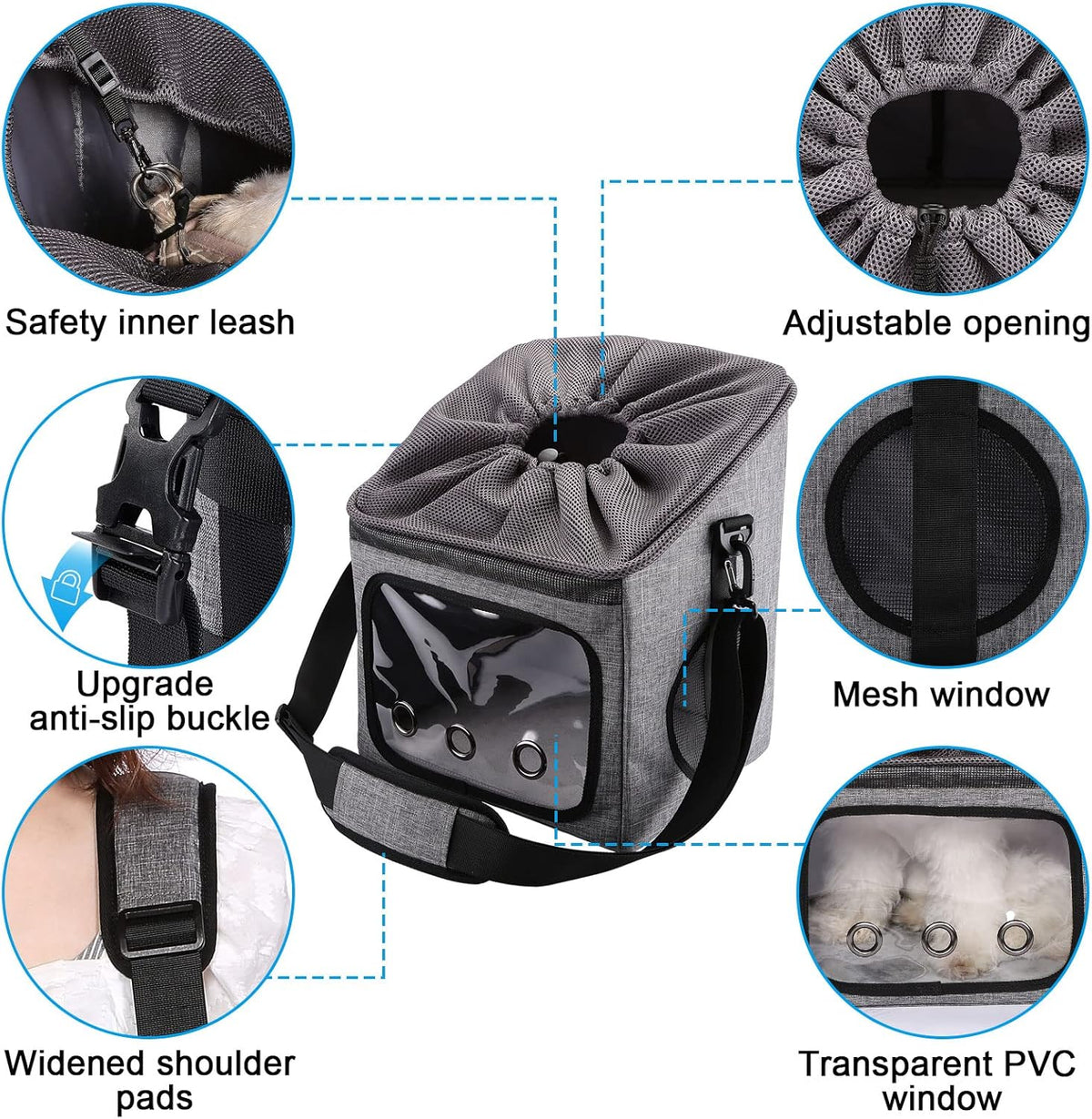 Ownpets Dog Bike Basket Foldable Pet Carrier, Dog Car Booster Seat with Mesh Windows, Adjustable
