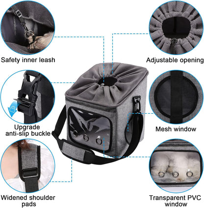 Ownpets Dog Bike Basket Foldable Pet Carrier, Dog Car Booster Seat with Mesh Windows, Adjustable