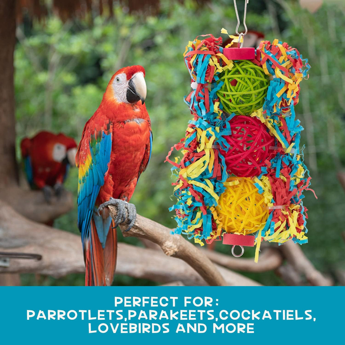 RLRICH 6 Pack Bird Colorful Chewing Toys Parrot Foraging Shredder Toys Shred Hanging Foraging