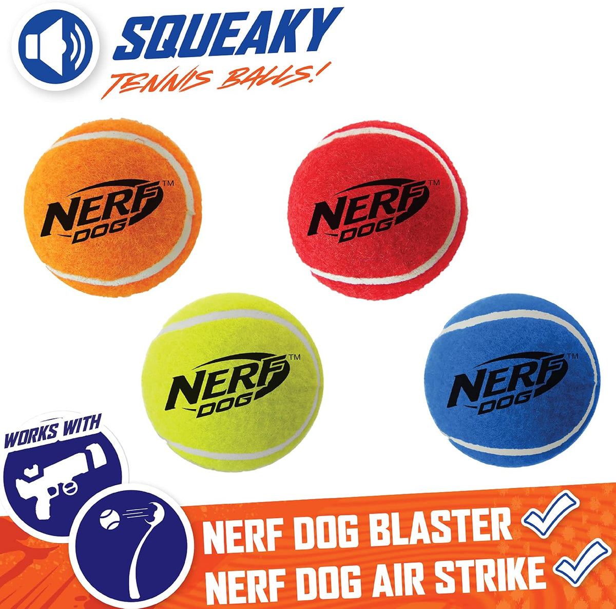 Nerf Dog 12-Piece Dog Toy Gift Set, Includes 2.5in Squeak Tennis Ball 12-Pack, Nerf Tough Material