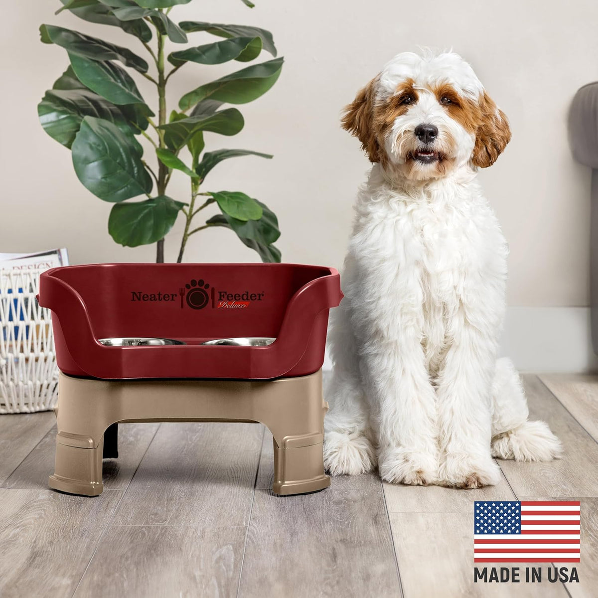Neater Feeder Deluxe Mess Proof Dog Bowls Elevated Medium Sized Dogs (19-40 lbs) Made in USA, No