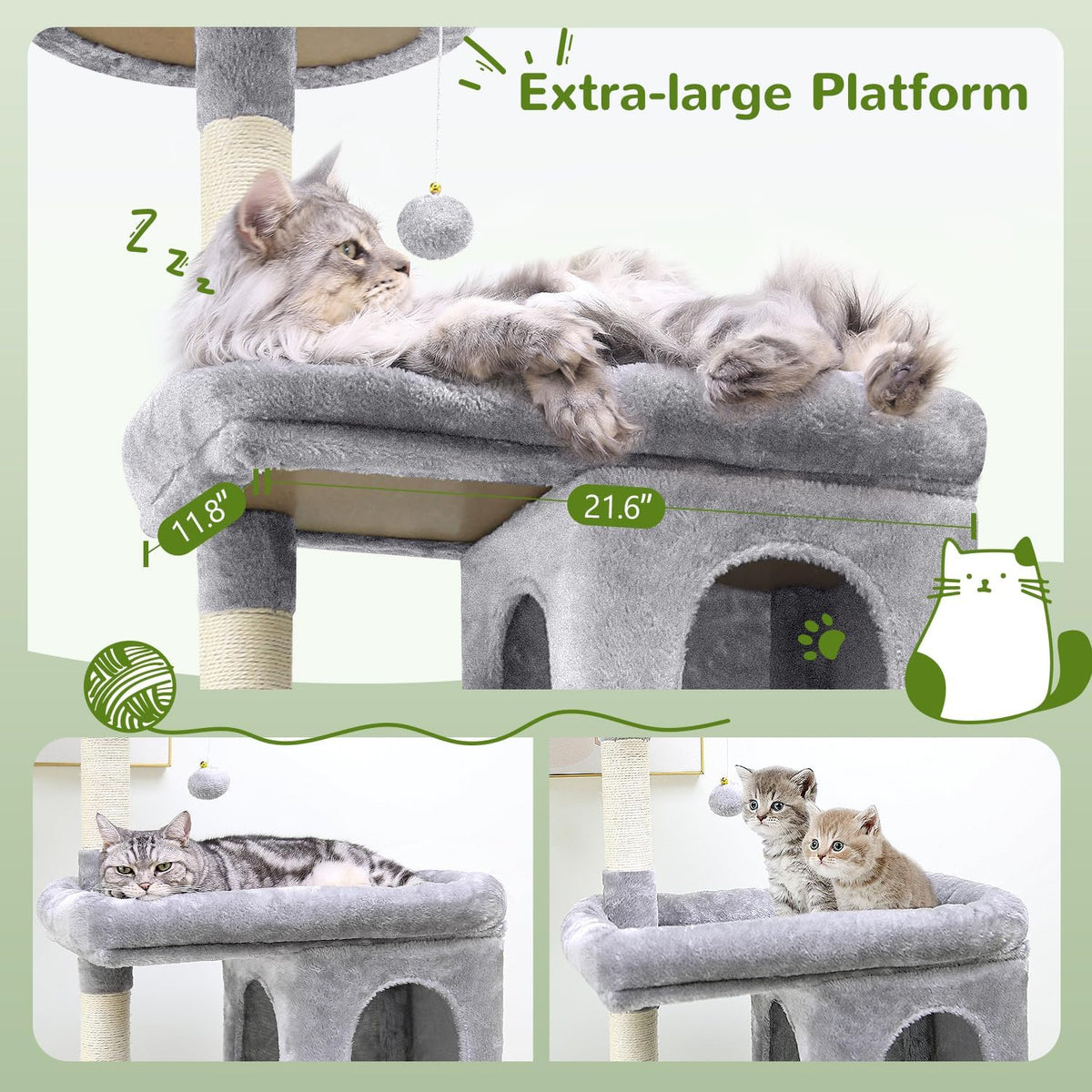 Globlazer Heavy Duty Cat Trees for Large Cats, Sturdy 72in Maine Coon Cat Tree for Large Cats 20