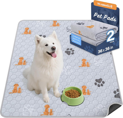 Washable Pee Pads for Dogs, 2 Pack Absorbent Reusable Training Dog Pads Pet Puppy Pads, Non-Slip