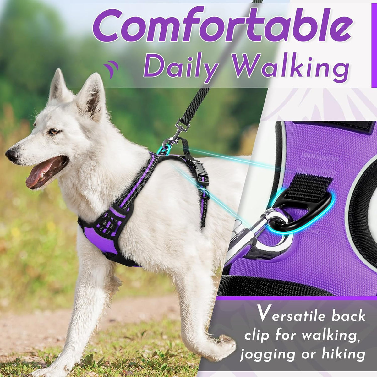 Eagloo Dog Harness for Large Dogs, No Pull Service Vest with Reflective Strips and Control Handle
