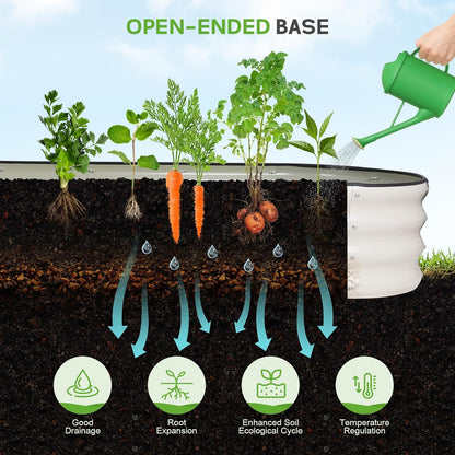 Galvanized Raised Garden Bed - 8×2×1ft Planter Raised Beds for Gardening | Oval Metal Garden