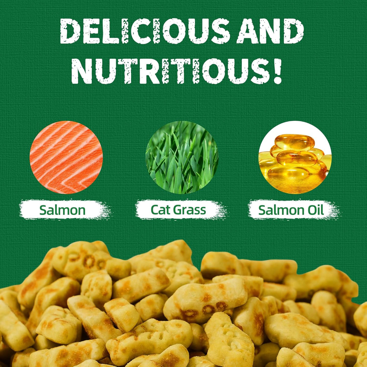 Just Try 13.4 0Z Cat Grass Treats Salmon Oil Natural Salmon Kitten Healthy Cat Treats Training