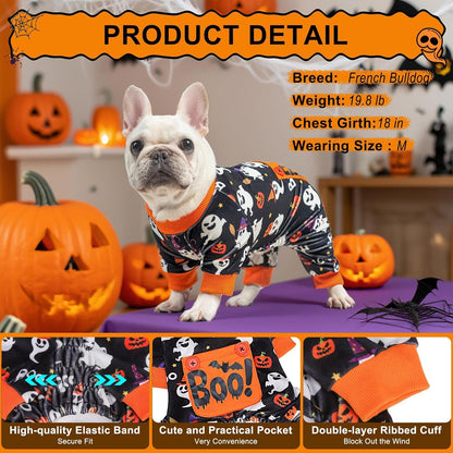 BEAUTYZOO Dog Halloween Pajamas Large Sized Dog, Fleece Funny Ghost Pumpkin Costumes for Dogs, Soft
