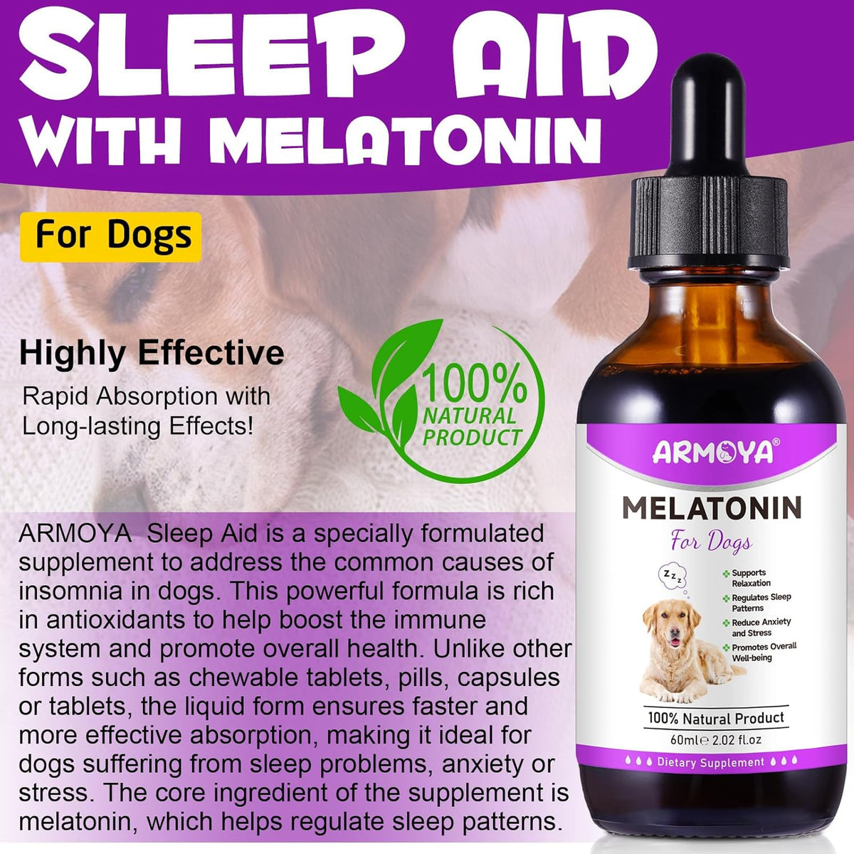 Dog Melatonin - Melatonin for Dogs - Dog Melatonin for Small Dogs - Cat Melatonin - Anxiety &