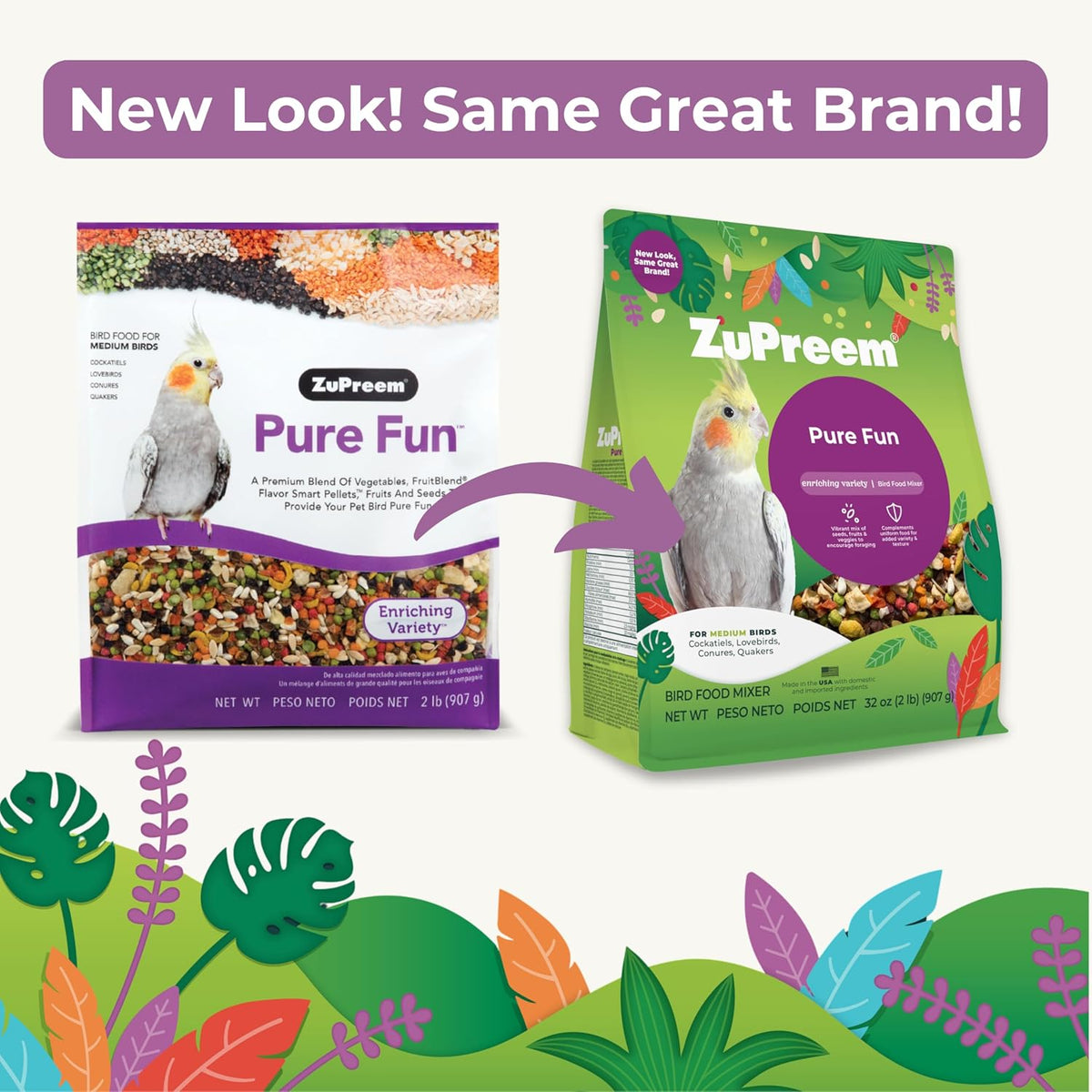 ZuPreem Pure Fun Bird Food, Cockatiel, Lovebird, Quaker, Small Conure, Lorikeet, Seed and Pellet