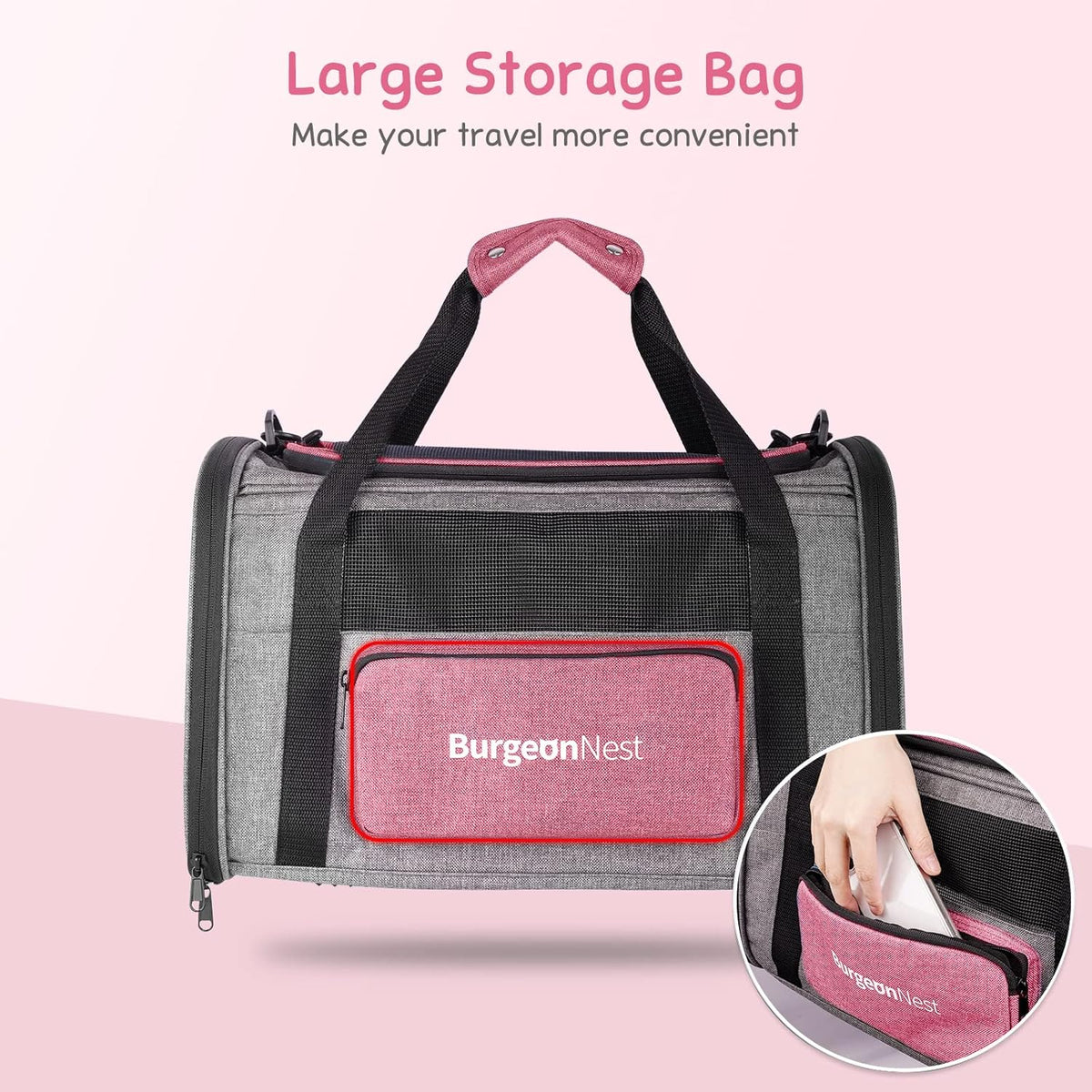 BurgeonNest Cat Carriers for Medium Puppy Under 25 lbs, Pet Carrier for Cats with Unique Side
