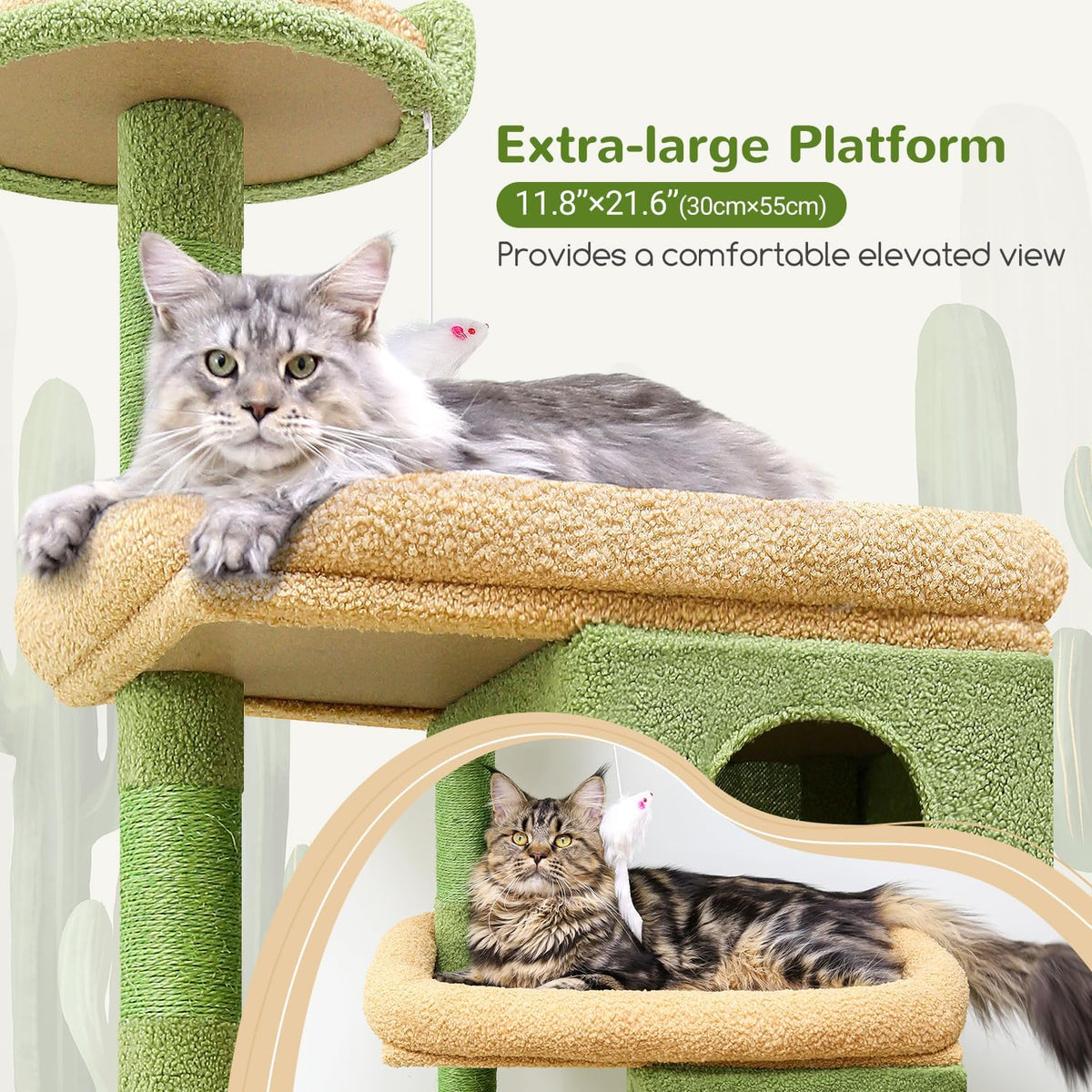 Globlazer Heavy Duty Cactus Cat Tree for Large Cats, Sturdy 72in Maine Coon Cat Tree for Large Cats