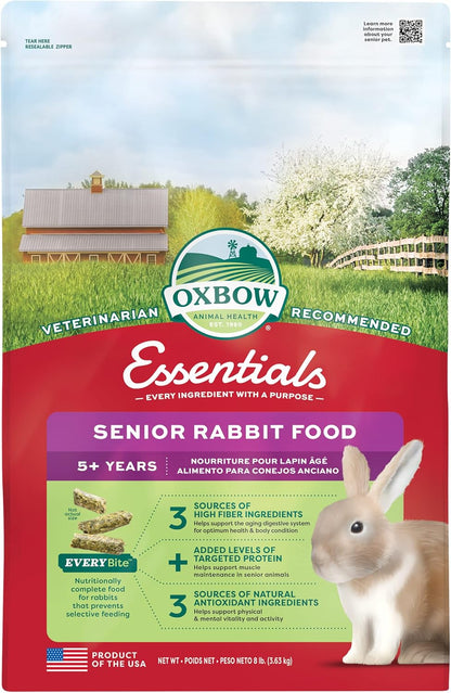 Oxbow Essentials Rabbit Food, Senior, Made Alfalfa for Rabbit, Vitamin & Mineral Rich Pet Pellets