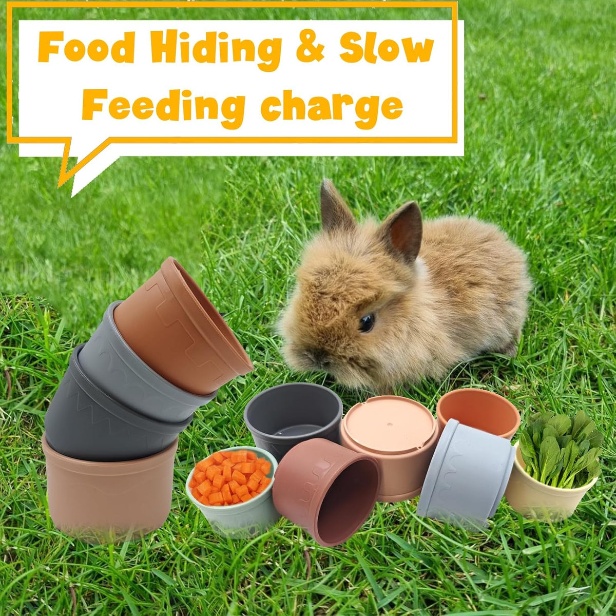 8 Pcs Stacking Cups for Small Animal Toys,Nesting Rabbit Toys of Different Sizes,Safe Plastic