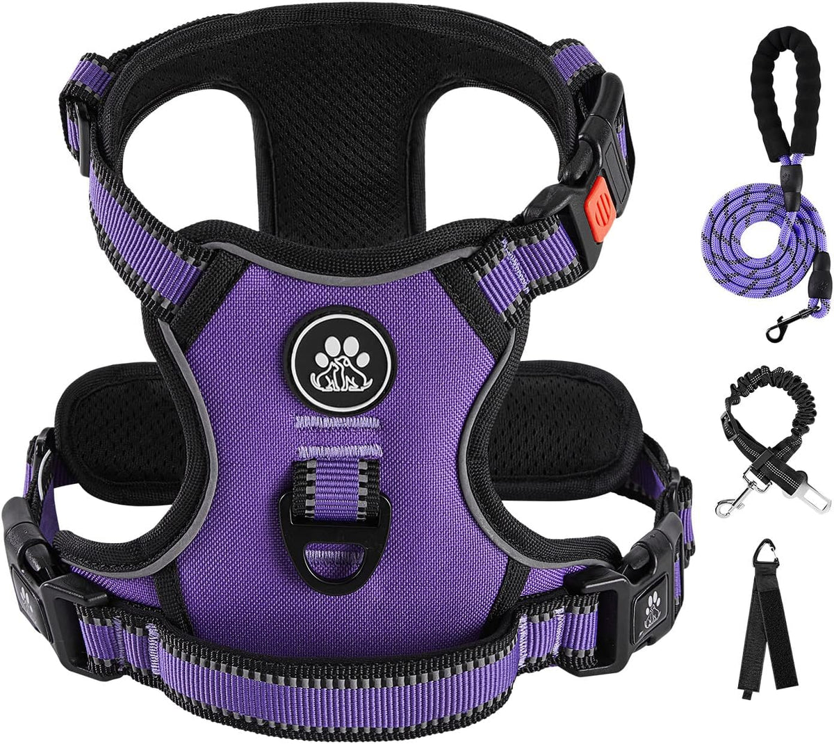 IVY&LANE No Pull Dog Harness for Large Dogs, Dog Vest Harness with Leash, Safety Belt and Storage