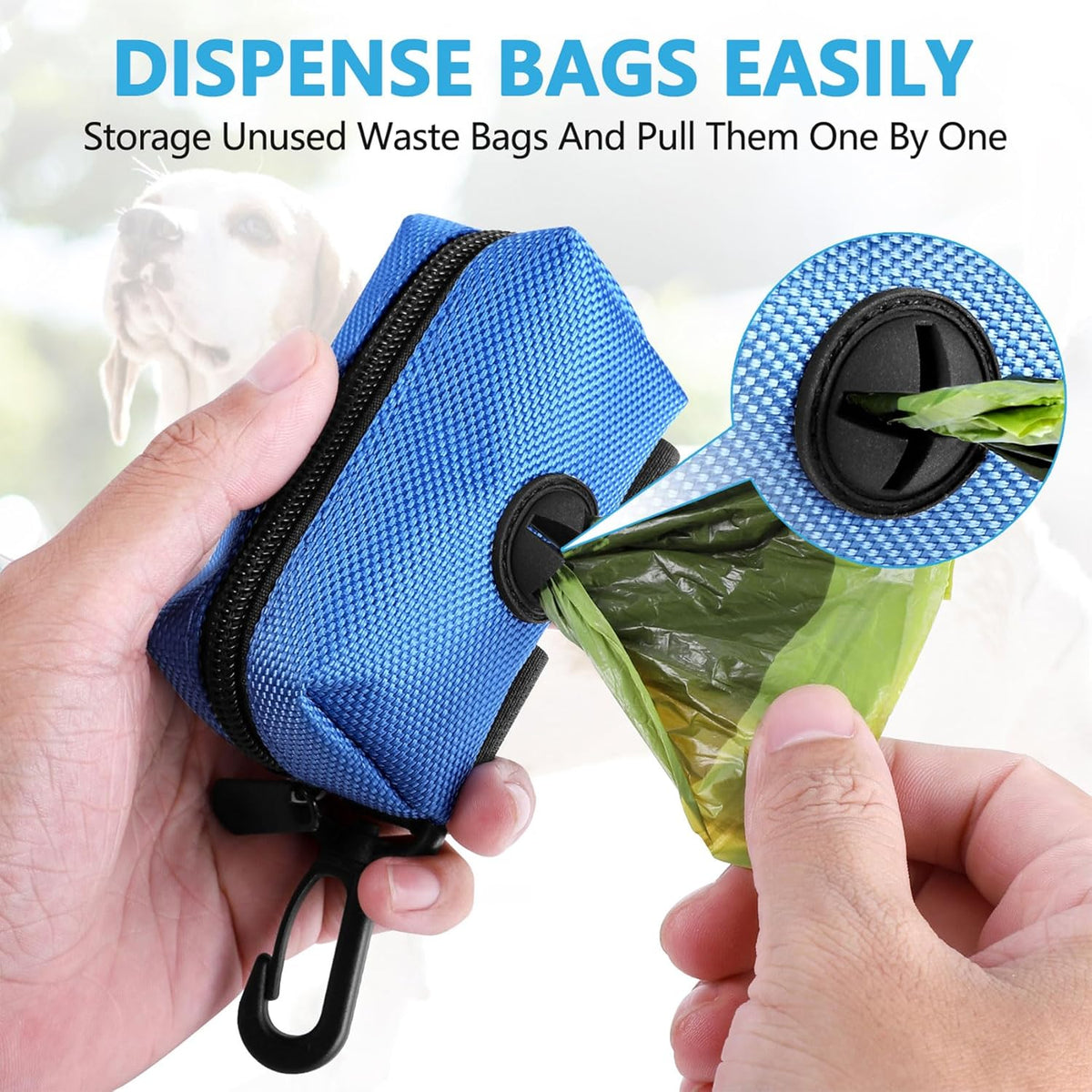Dog Waste Bag Dispenser Pet Poop Bags Holder for Doggie Waste Bags Dispensers Soft Fabric Zipper