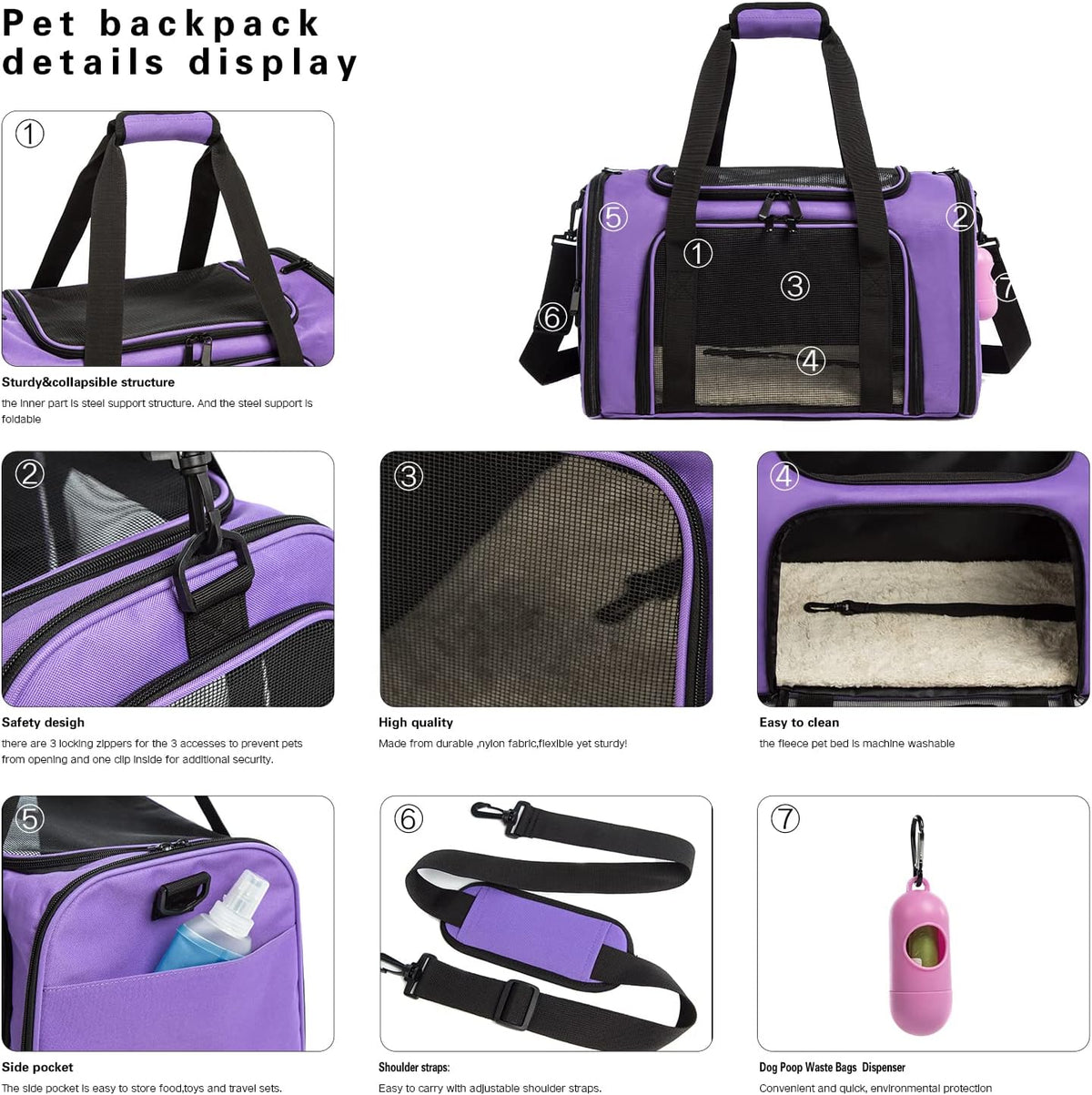 Cat Carrier Dog Carrier Pet Carrier Cat Bags for Small Medium Cats Dogs Puppies of 15 Lbs,of