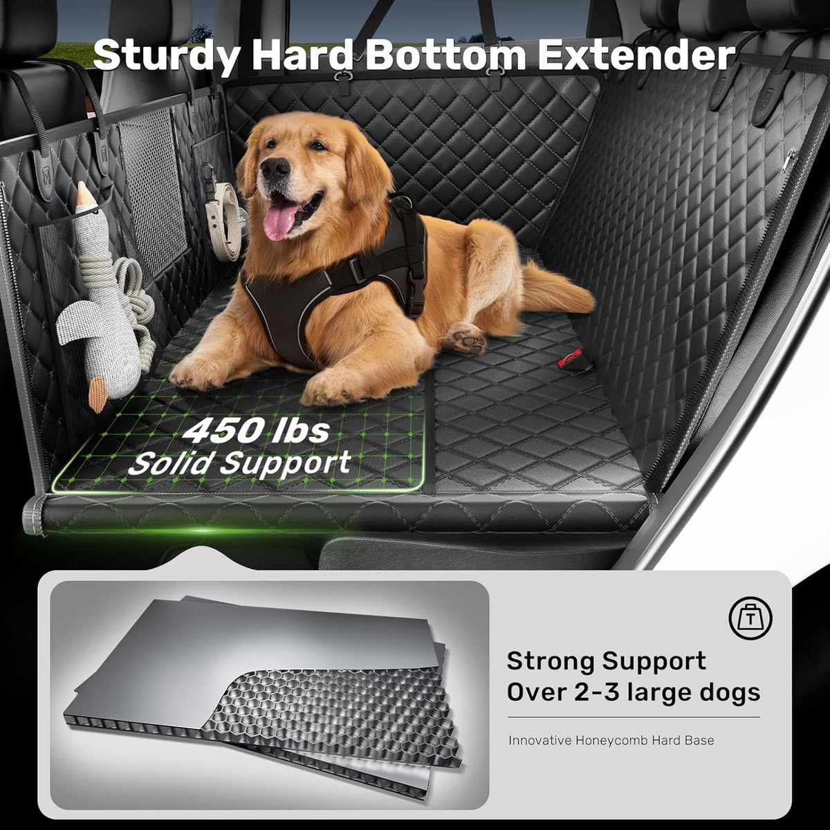 Zanch 2025 Upgraded Dog Car Seat Cover, 400 lbs Heavy Duty Hard Bottom, Waterproof & Anti-Scratch