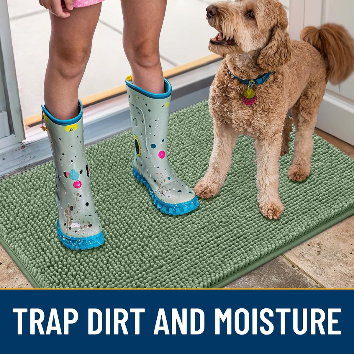 Smiry Dog Door Mat for Muddy Paws 36x24, Absorbs Moisture and Dirt Doormat, Non-Slip Washable Quick