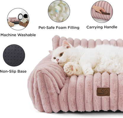 Bedsure Cute Cat Couch for Pets - Fluffy Small Dog Sofa with Premium Soft Corduroy Fleece, Pet Sofa