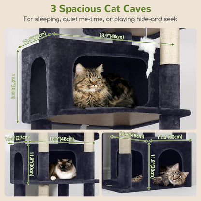 Globlazer Sturdy Cat Tree for Large Cats, 77 inch Large Cat Climbing Tower for Indoor Adult Cats