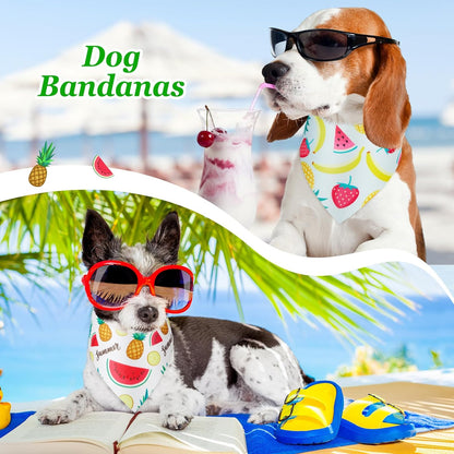 Weewooday 50 Pcs Fruit Dog Bandanas Bulk for Dogs Soft Bibs Adjustable Triangle pet Bandana for