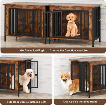 EasyCom 31.5" Small Dog Crate Furniture, Chew-Resistant Dog Crates for Small and Medium Dogs, Dog