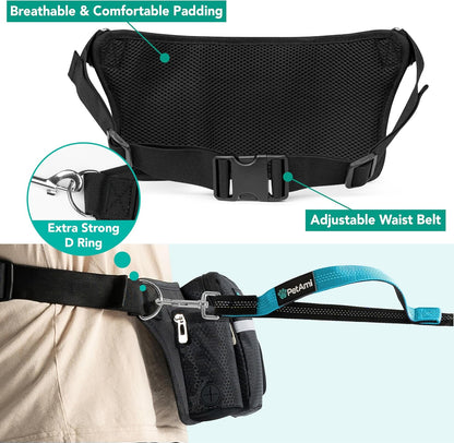 PetAmi Premium Hands Free Dog Leash for 2 Dogs, Adjustable Waist Belt Leash for Dog Walking, Fanny