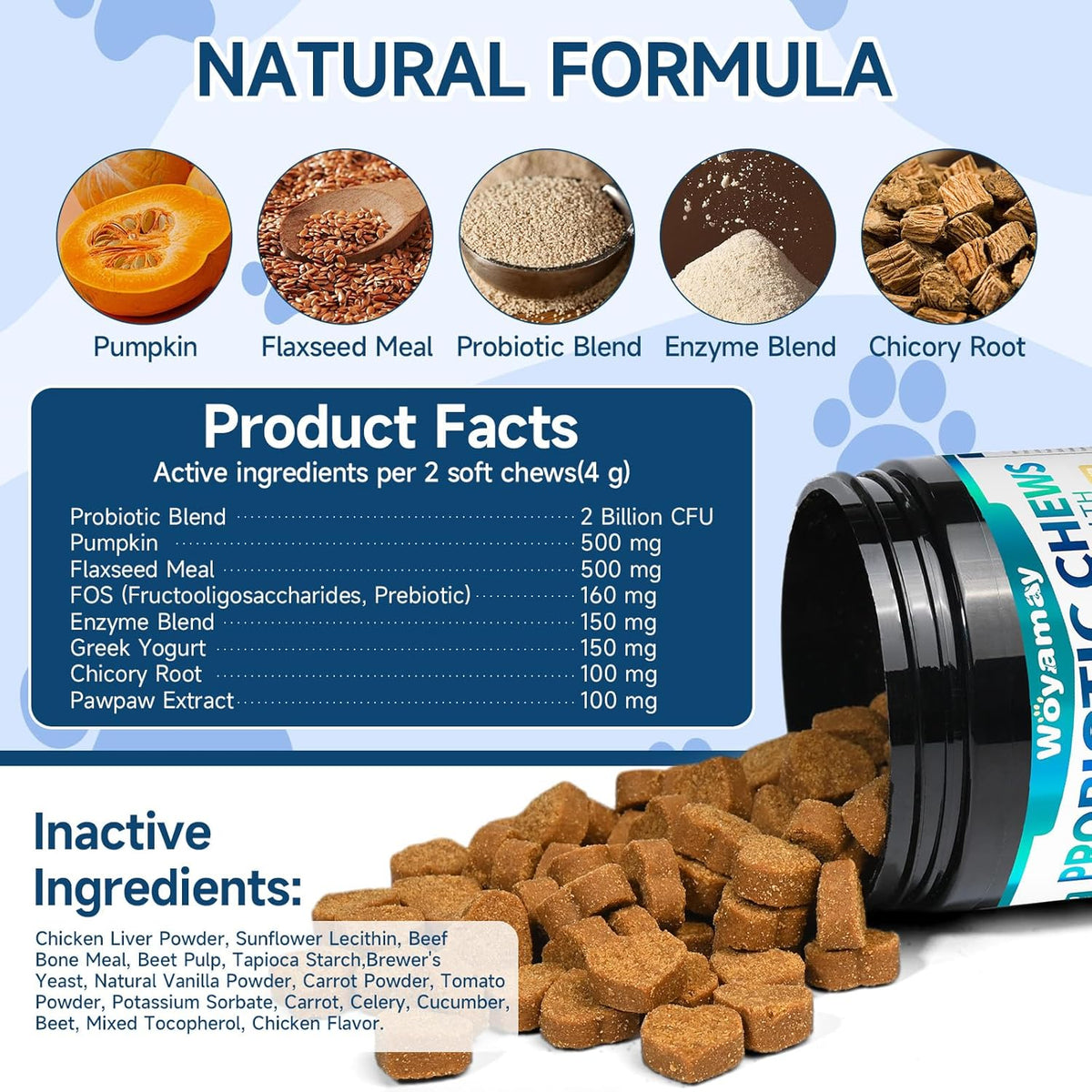 Dog Probiotic for Dogs, 200 Soft Treats Dog Probiotics for Digestive Health & Immune System