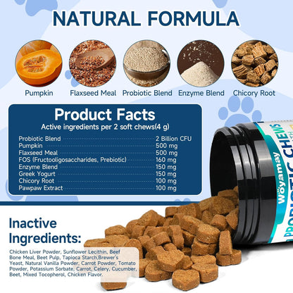 Dog Probiotic for Dogs, 200 Soft Treats Dog Probiotics for Digestive Health & Immune System
