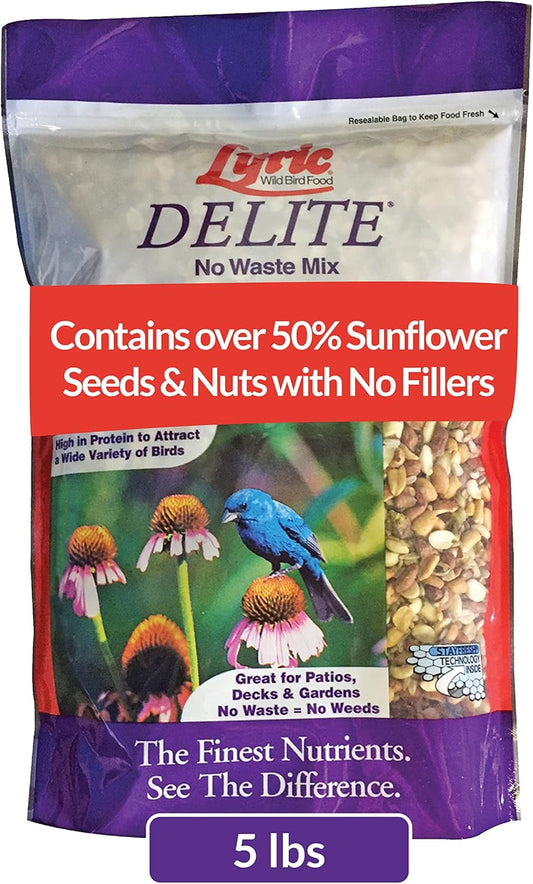 Lyric Delite Wild Bird Seed - No Waste Bird Food Mix with Shell-Free Nuts & Seeds - Attracts