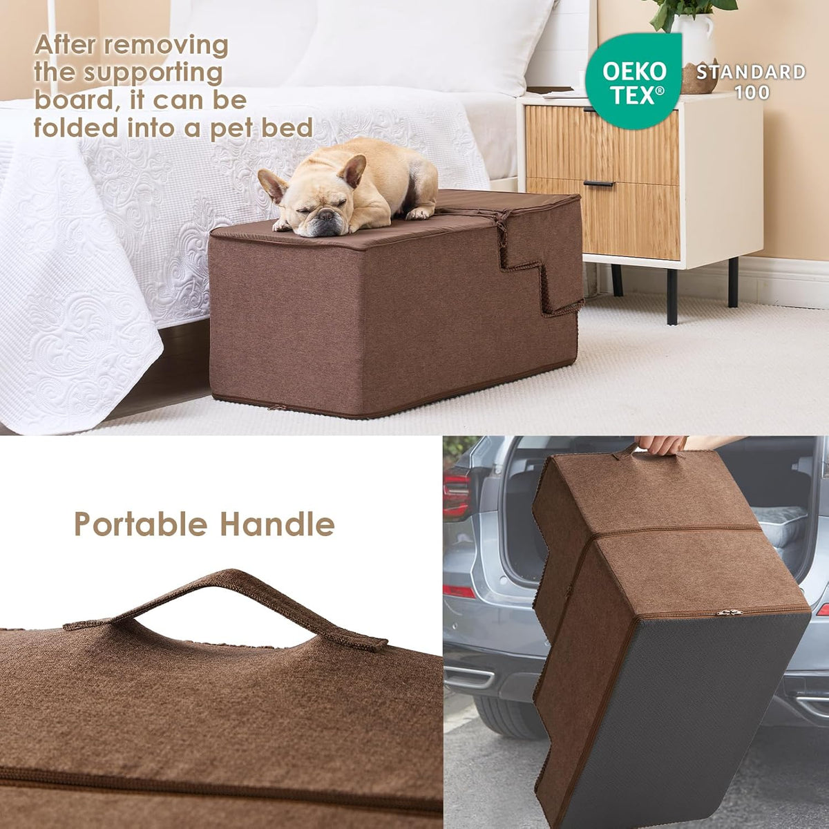 EHEYCIGA Dog Stairs for High Bed 22.5" H, 5-Step Dog Steps for Bed, Pet Steps for Small Dogs and