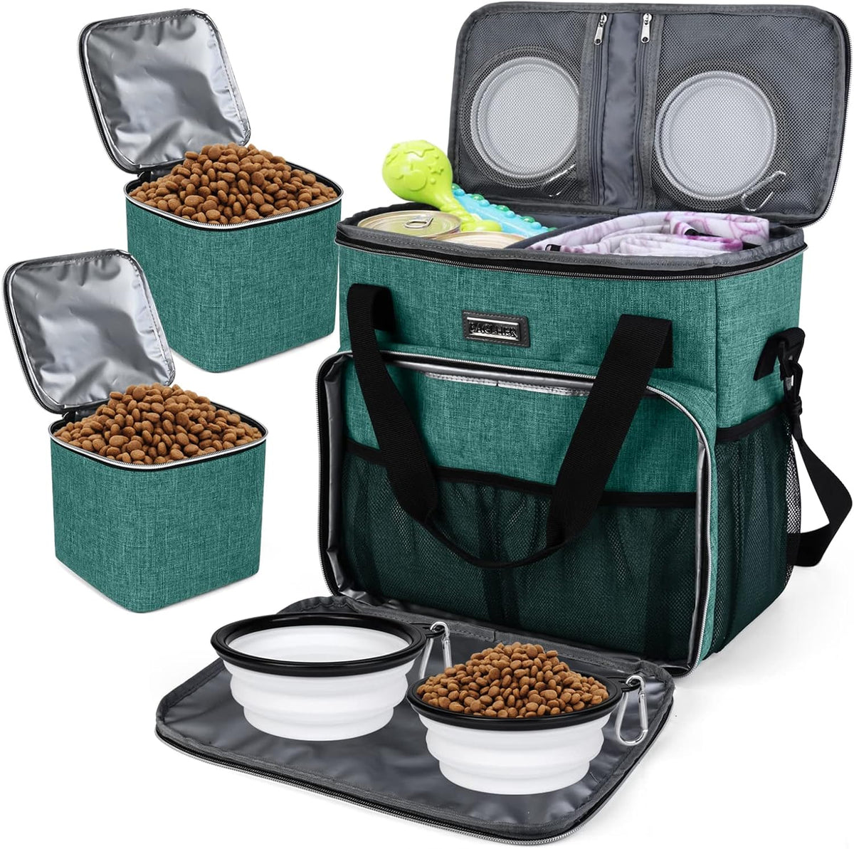 BAGLHER Pet Travel Set Airline-Approved Carrier for Small/Medium Cats & Dogs + Travel Bag with Food