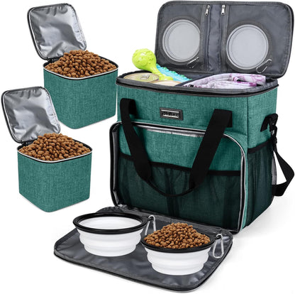 BAGLHER Pet Travel Set Airline-Approved Carrier for Small/Medium Cats & Dogs + Travel Bag with Food