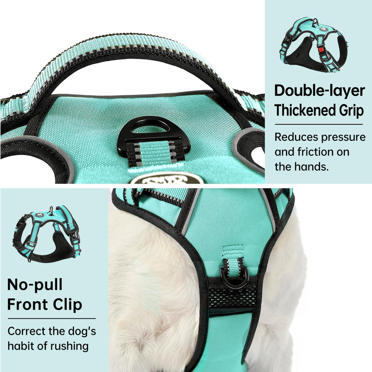 IVY&LANE No Pull Dog Harness with Leash Set, Reflective No Choke Pet Vest,Adjustable Oxford Dog