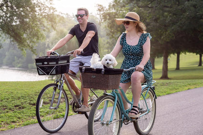 Travelin K9 Pet-Pilot MAX Wicker Bike Basket for Dogs/Cats - Includes Wire Cage Top w/Sun Shade +