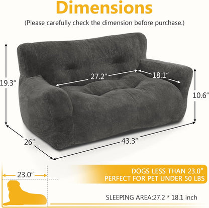 Lovupet Dog Couch for Small Medium Breed, Dog Sofa Bed Full Filled Sponge, No Assembly Need, PS581
