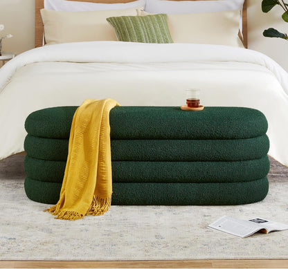 Storage Ottoman Bench 49.2 Inch Upholstered Fabric Storage Bench for Bedroom End of Bed Aesthetic